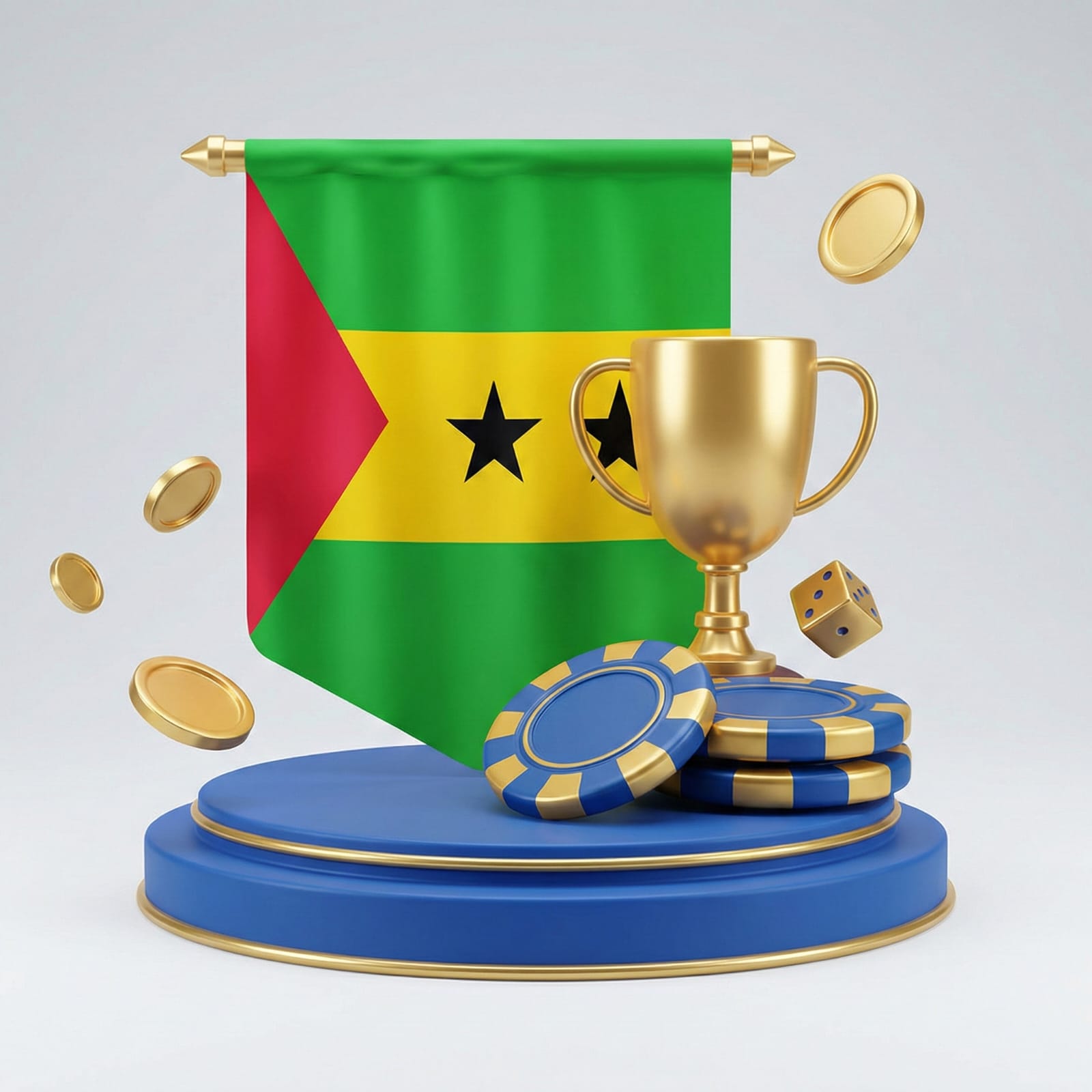 Sao Tome and Principe flag and casino coins